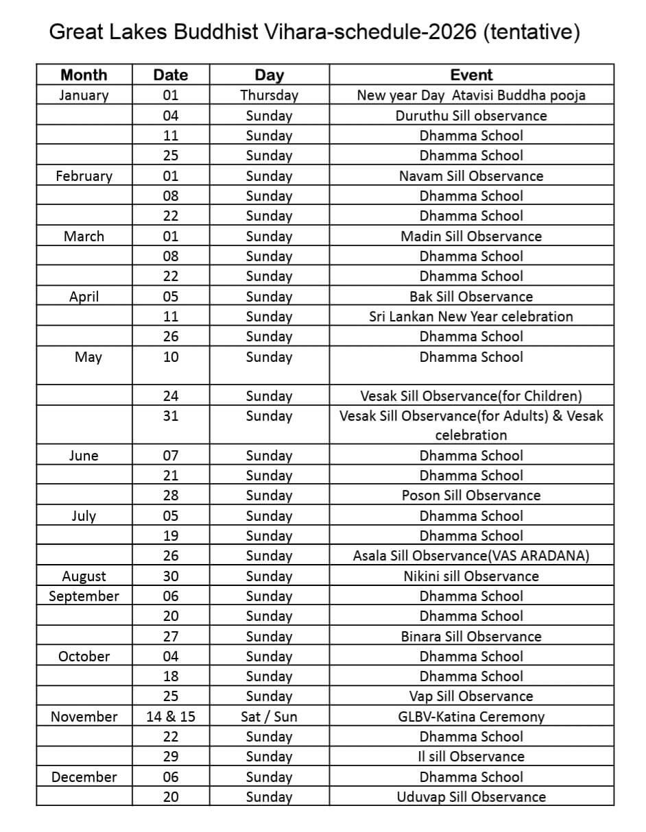 GLBV annual calendar of events