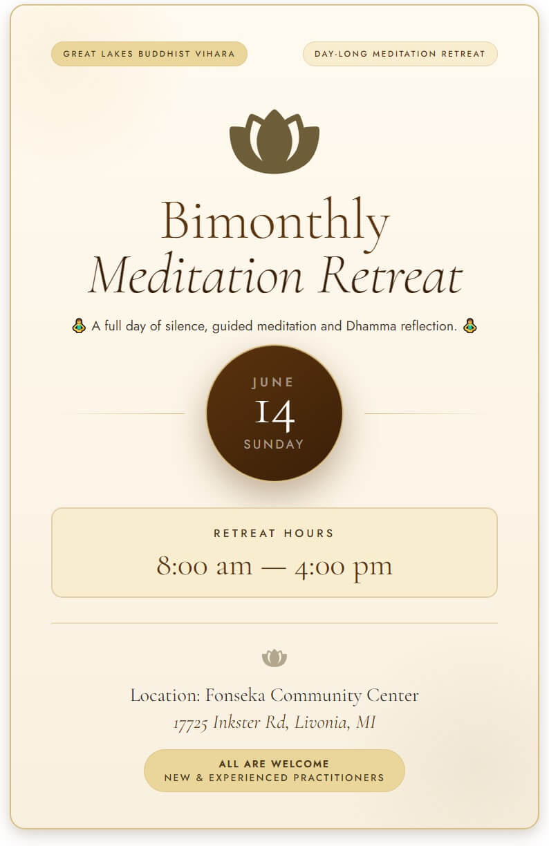 Bimonthly Meditation Retreat poster