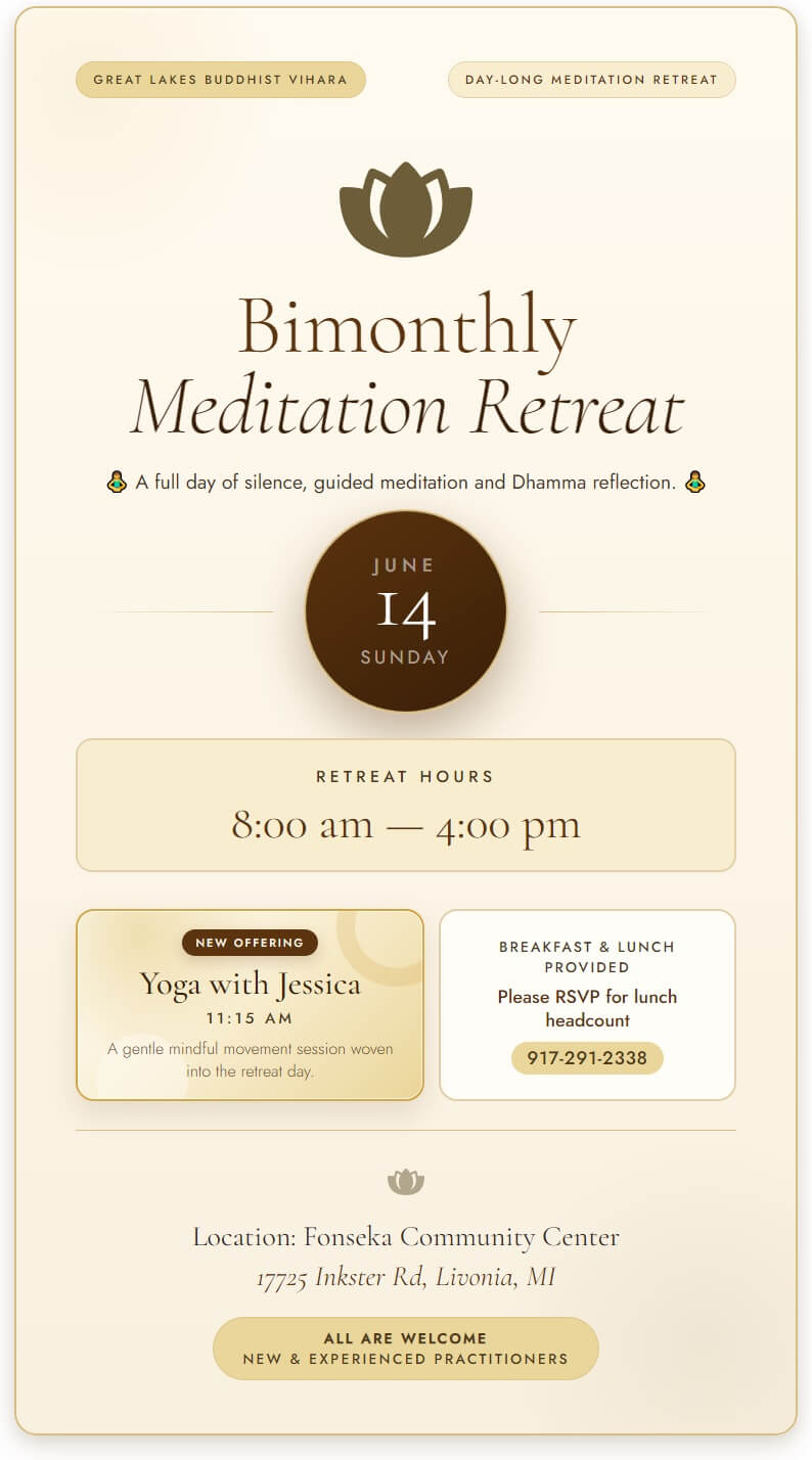 Bimonthly Meditation Retreat poster