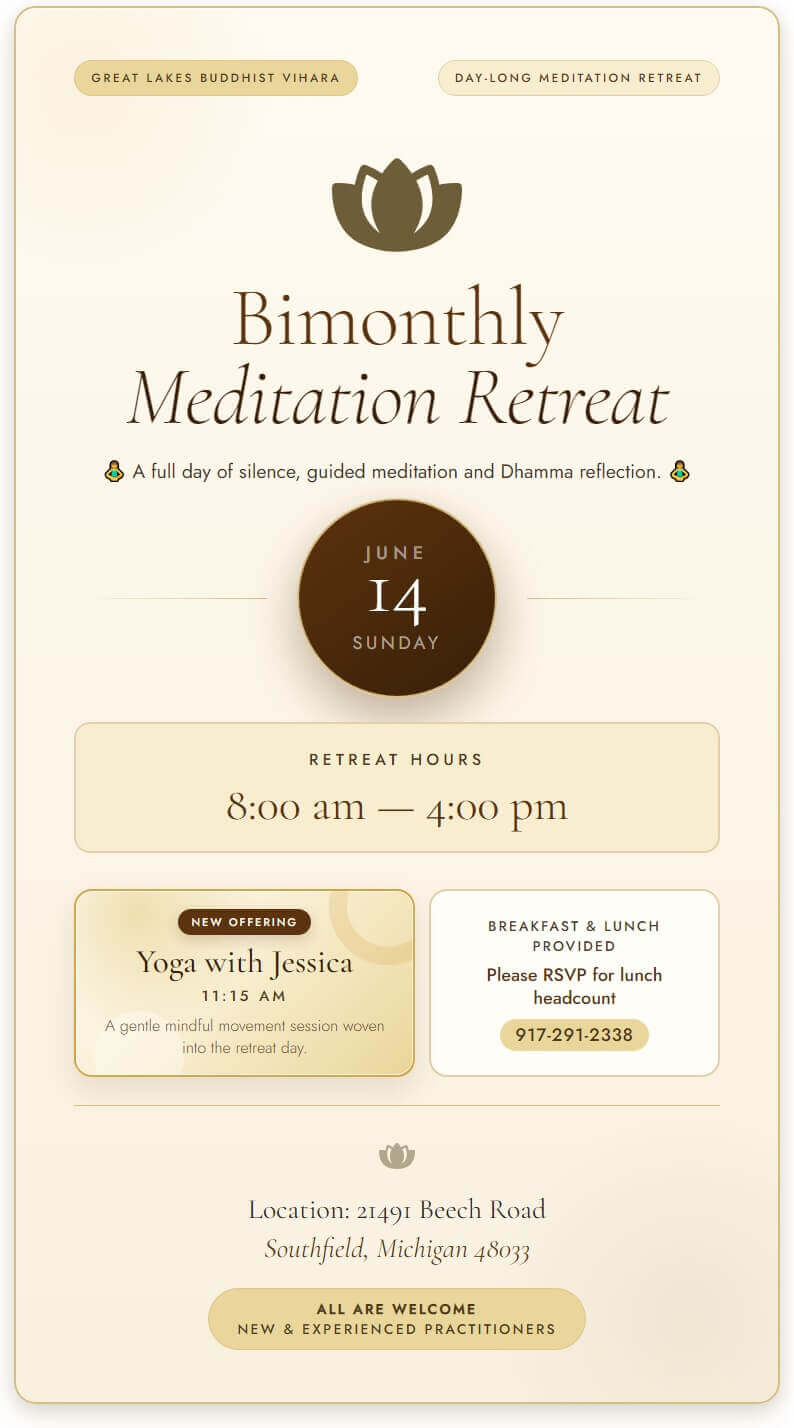 Bimonthly Meditation Retreat poster
