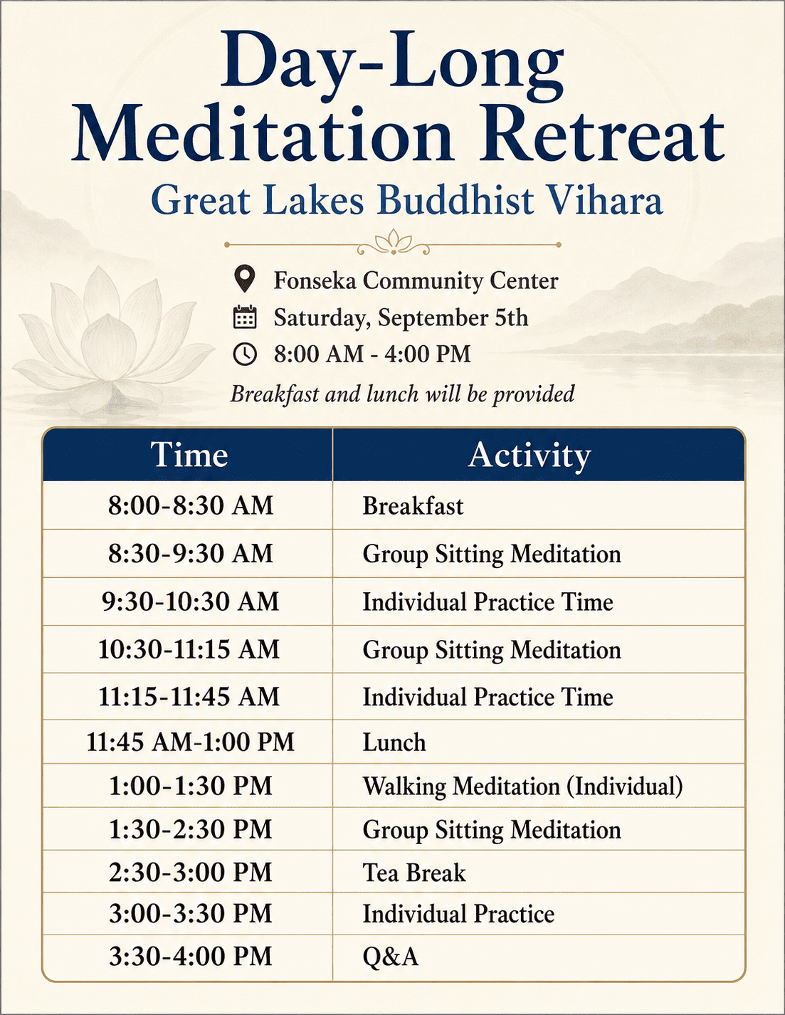 GLBV September 2026 day-long retreat